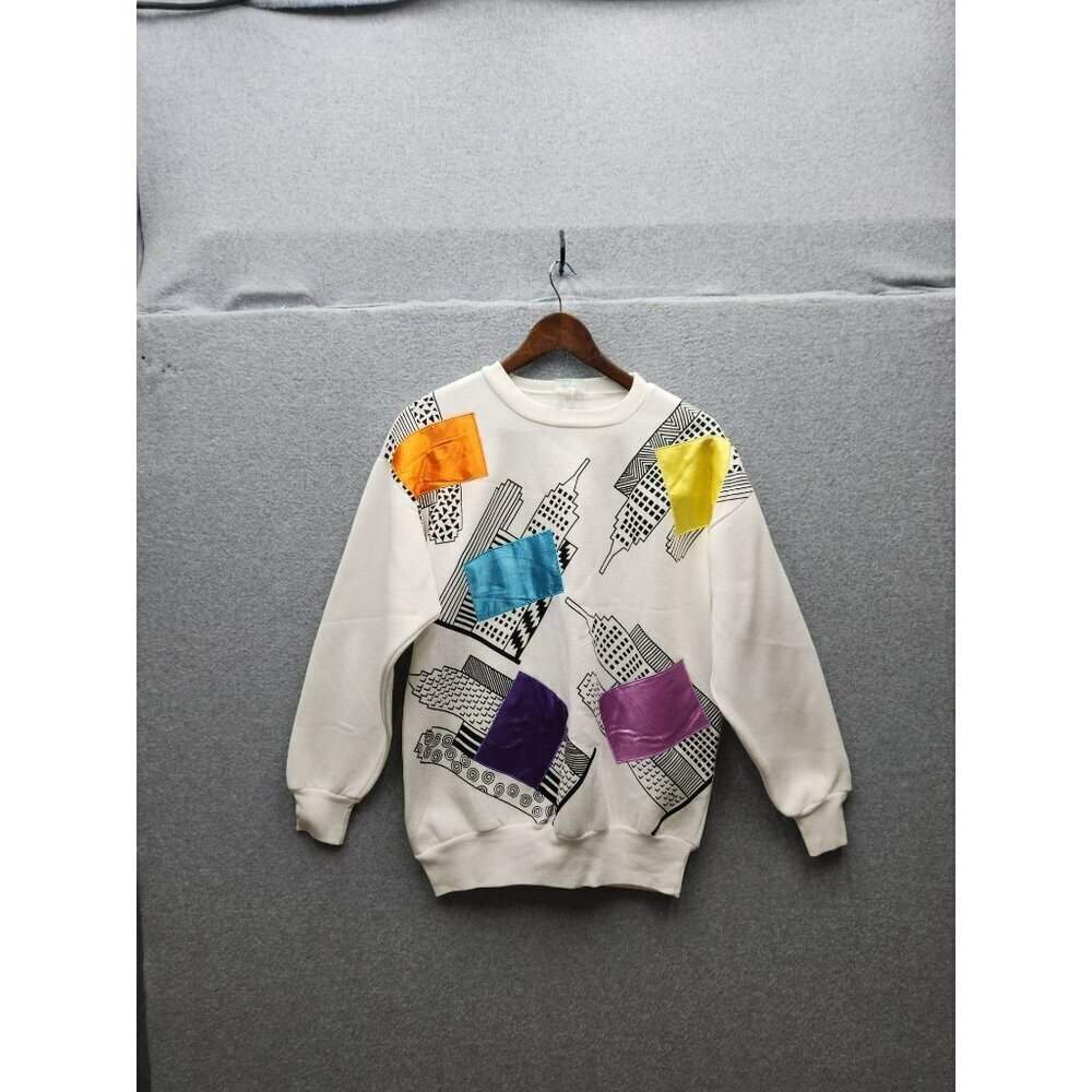 Vintage Bold Spirit Sweatshirt M 10-12 White Graphic 90"s‎